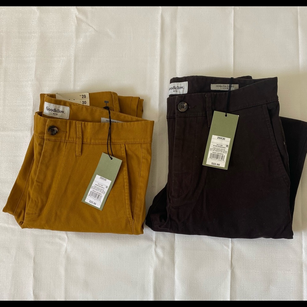 Goodfellow & CO Skinny Chinco 2 Pair Size 29W 30L slim fit brown New with Tags